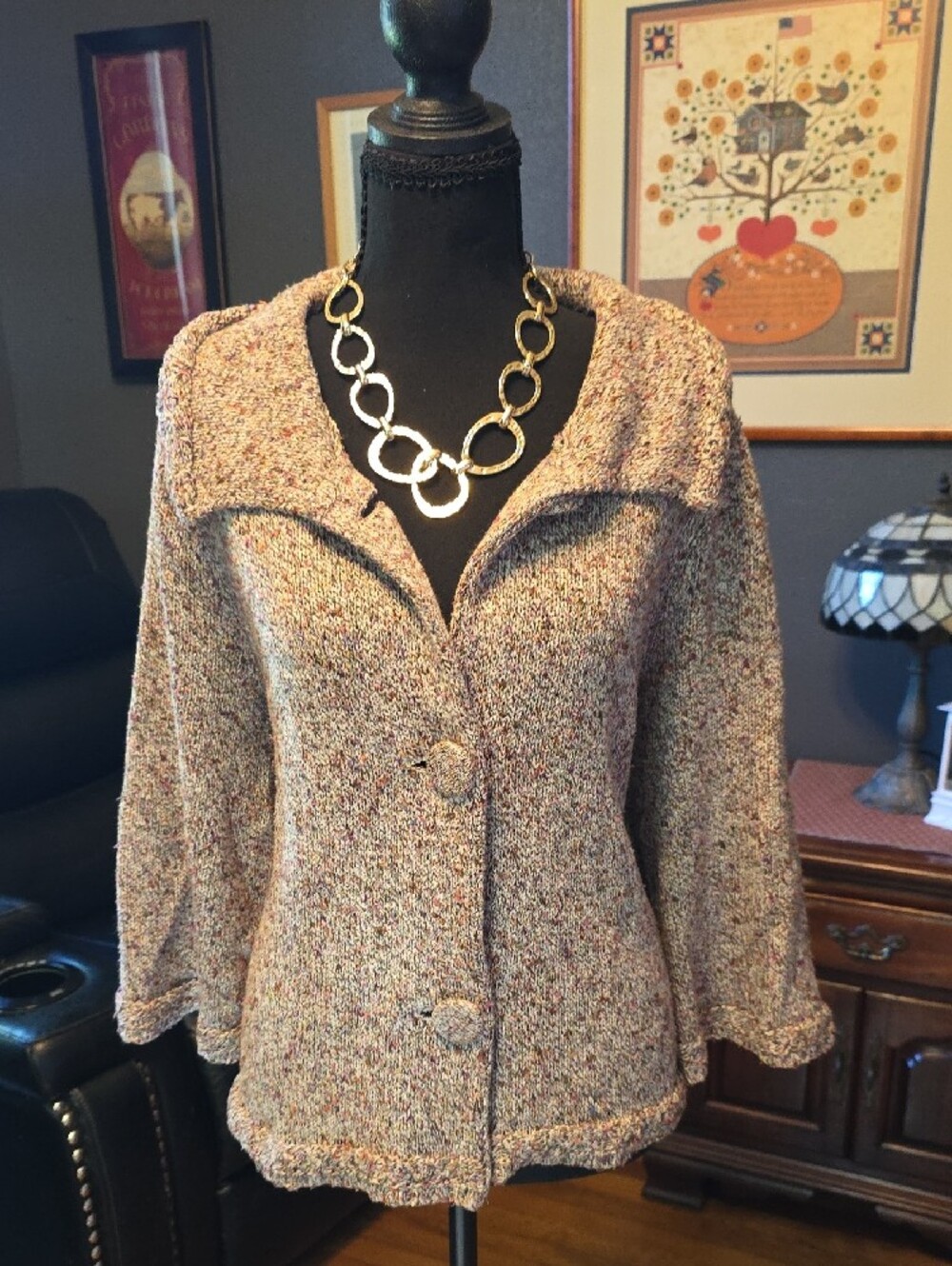 Coldwater Creek Tan Speckled Cardigan Sweater